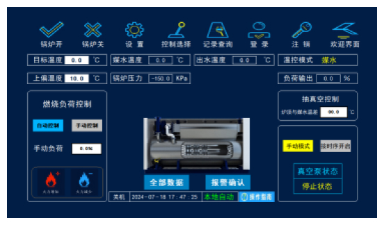 Modular boiler main controller operation interface