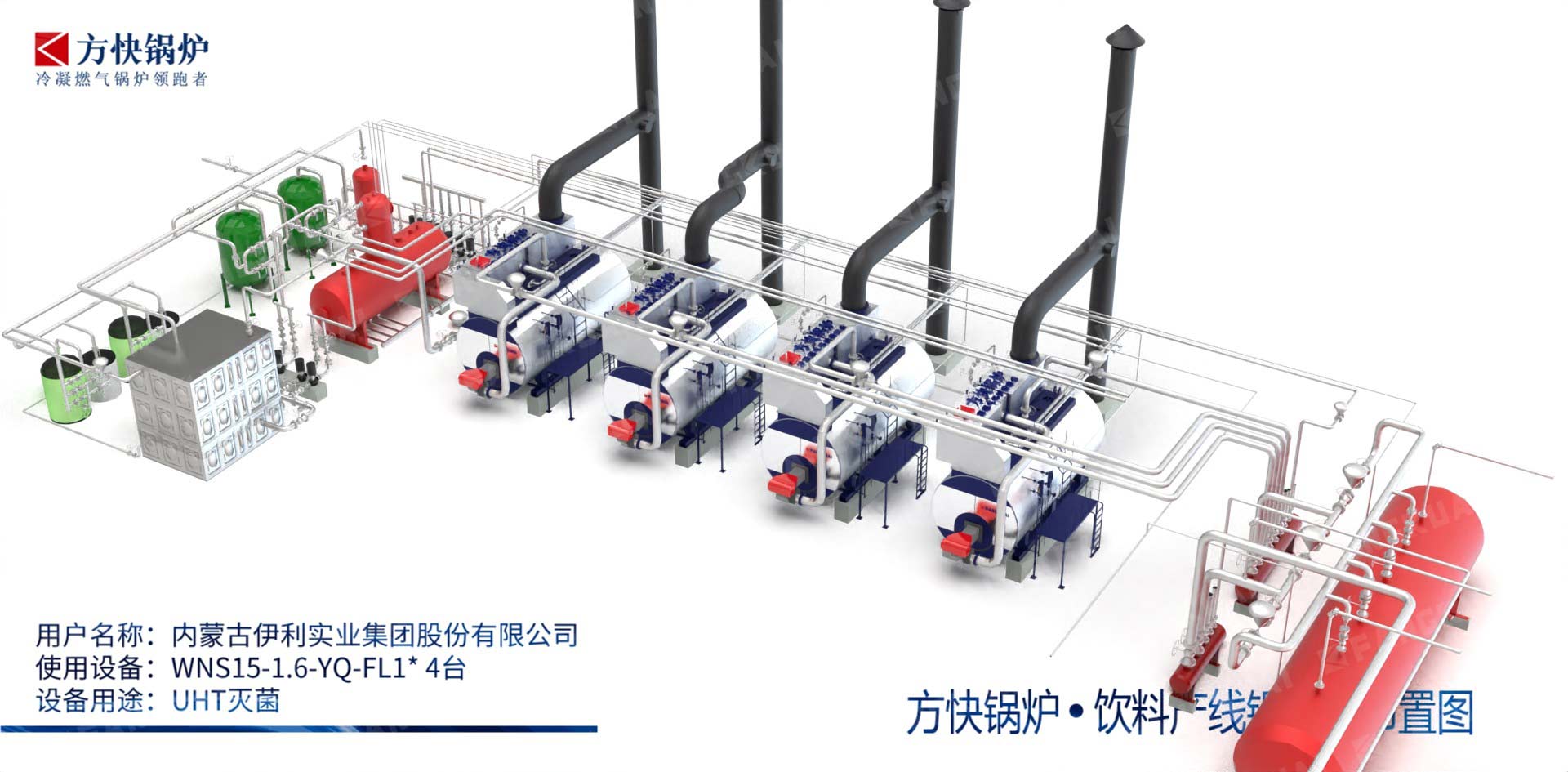 Industrial boiler automatic water system - beverage factory boiler room