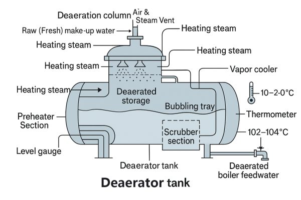 Boiler deaerator water tank system diagram